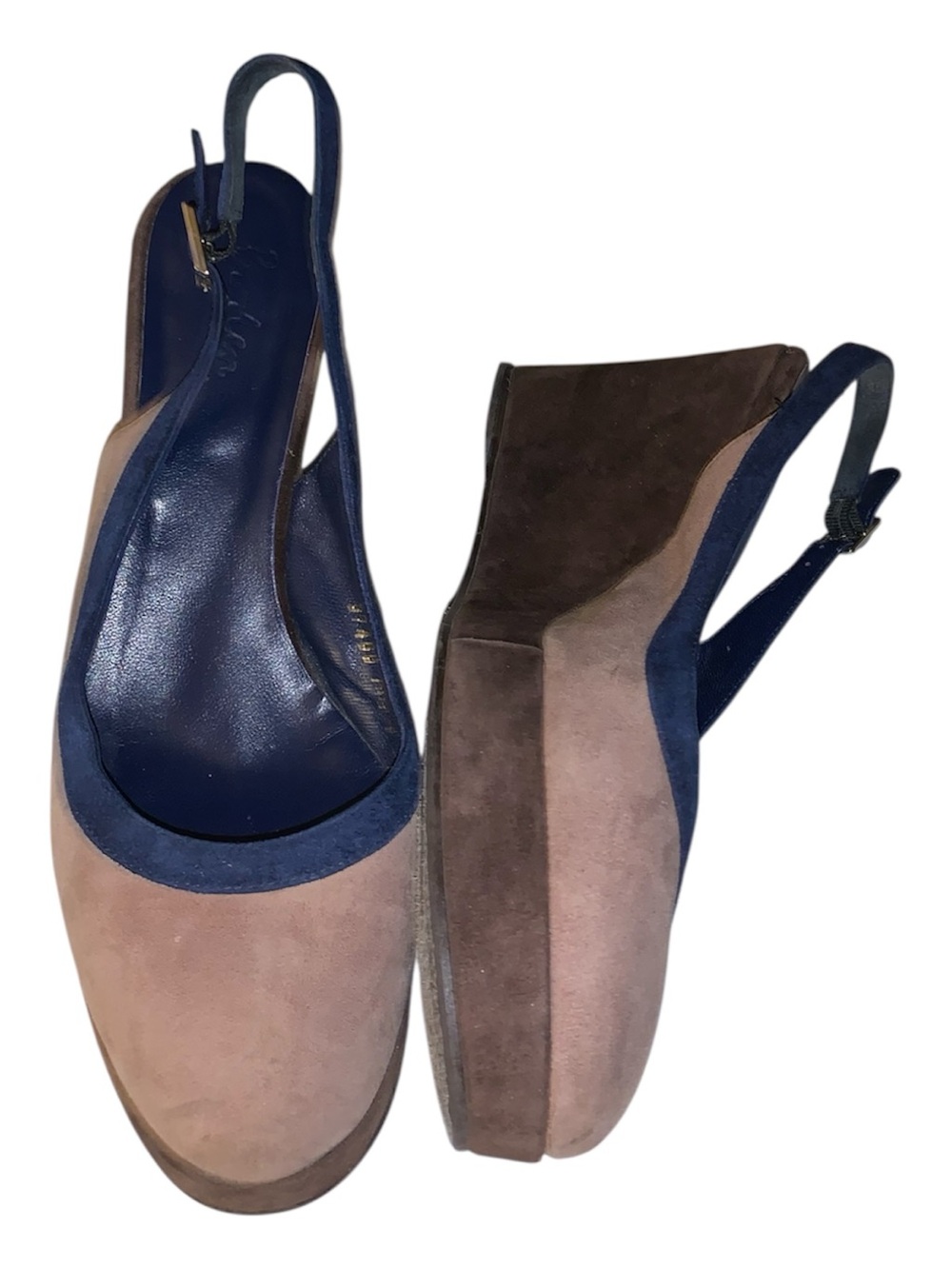 Boden Colorblock Suede Slingback Platform Pump - Navy, Taupe and Brown